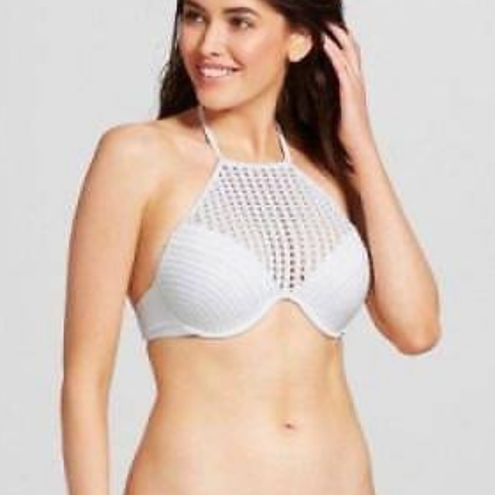 New Shade & Shore White High Neck Bikini Top